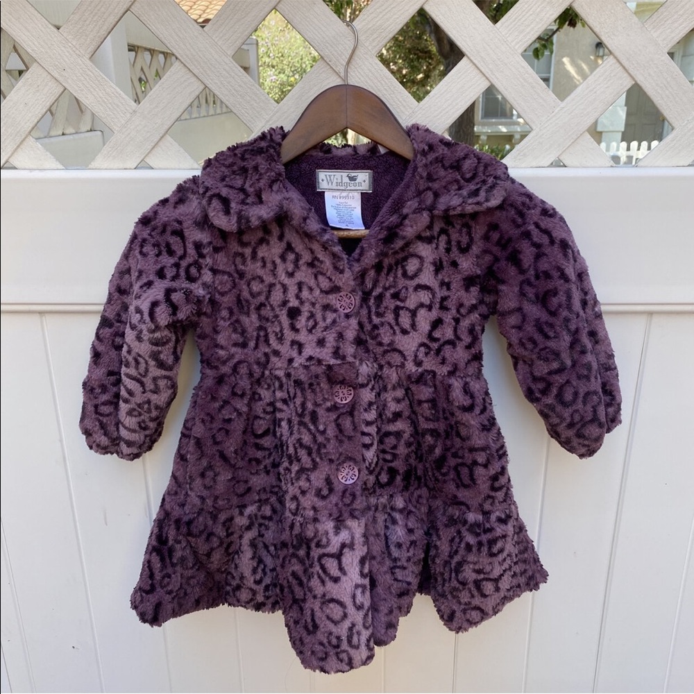 American Widgeon | Purple Leopard Print Fur Coat